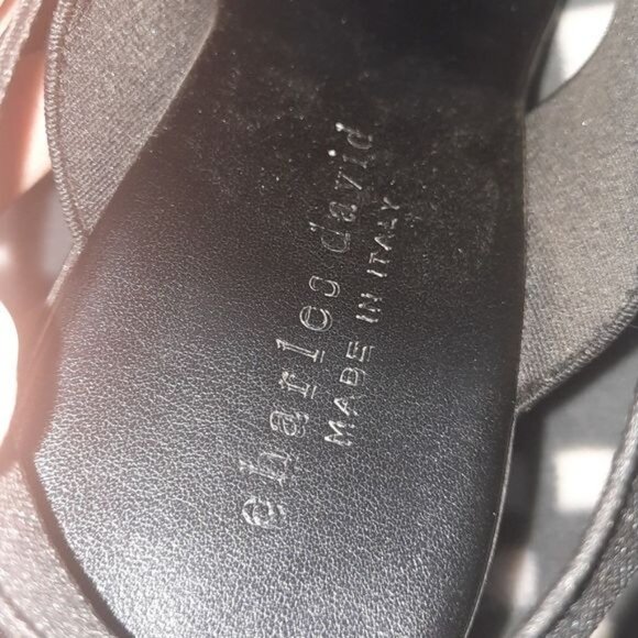 Charles David Made in Italy Black Strappy Patent Leather Sandals Size 41/9.5/10 - Picture 11 of 16